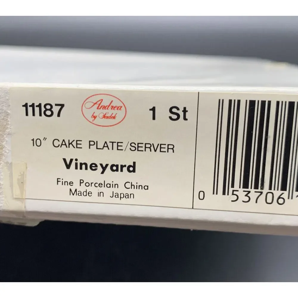 Vintage Andre by Sadek Cake serving Plate Spatula NIB Vineyard 10” Gold Rim Japa - Picture 9 of 9